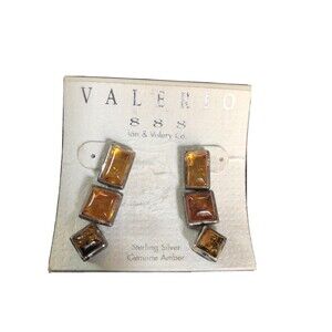 Valerio 888 Ian & Valery Co. Poland 925 Sterling Silver Amber Dangle Earrings